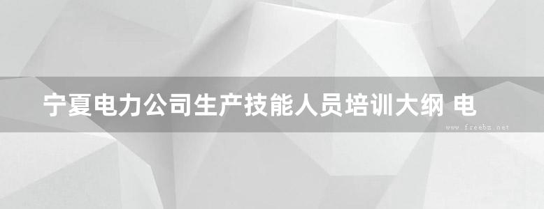 宁夏电力公司生产技能人员培训大纲 电力调度 宁夏电力公司编 (2008版)